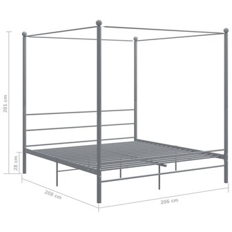 Hemelbedframe metaal grijs 200x200 cm  6