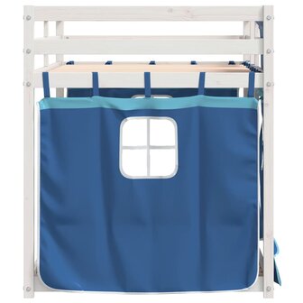 Stapelbed met gordijnen 75x190 cm massief grenenhout blauw 6