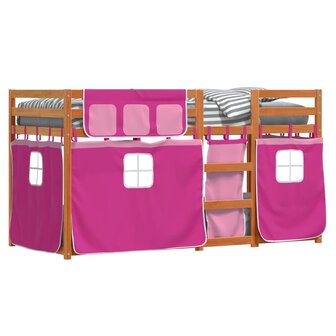 Stapelbed met gordijnen 80x200 cm grenenhout roze 4