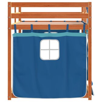 Stapelbed met gordijnen 75x190 cm massief grenenhout blauw 6