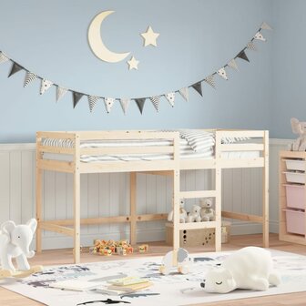 Kinderhoogslaper met ladder 90x200 cm massief grenenhout 1