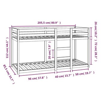Stapelbed 80x200 cm massief grenenhout wit 8