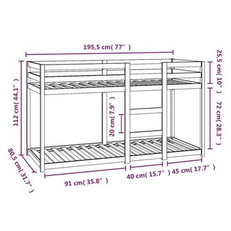 Stapelbed 75x190 cm massief grenenhout wit 8