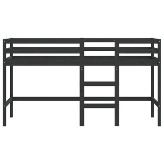 Kinderhoogslaper met ladder 90x200 cm massief grenenhout zwart 5