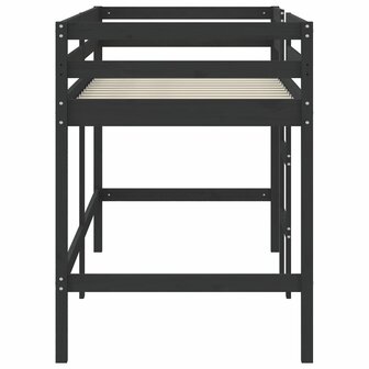 Kinderhoogslaper met ladder 90x200 cm massief grenenhout zwart 6