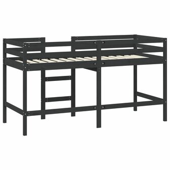Kinderhoogslaper met ladder 90x200 cm massief grenenhout zwart 7