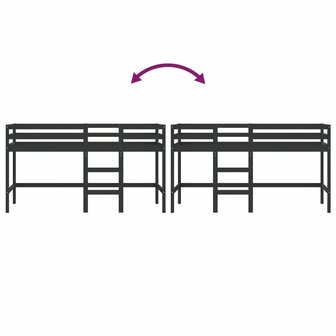 Kinderhoogslaper met ladder 90x200 cm massief grenenhout zwart 8