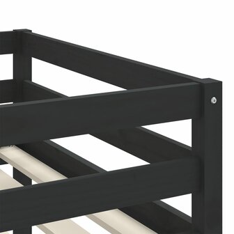 Kinderhoogslaper met ladder 90x200 cm massief grenenhout zwart 9