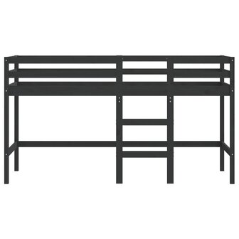 Kinderhoogslaper met ladder 90x190 cm massief grenenhout zwart 5