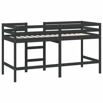 Kinderhoogslaper met ladder 90x190 cm massief grenenhout zwart 7