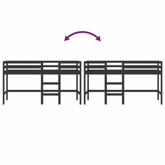 Kinderhoogslaper met ladder 90x190 cm massief grenenhout zwart 8