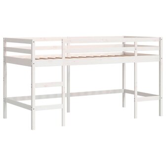 Kinderhoogslaper met ladder 80x200 cm massief grenenhout wit 2