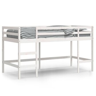 Kinderhoogslaper met ladder 80x200 cm massief grenenhout wit 3