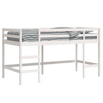 Kinderhoogslaper met ladder 80x200 cm massief grenenhout wit 4