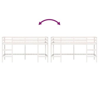 Kinderhoogslaper met ladder 80x200 cm massief grenenhout wit 8