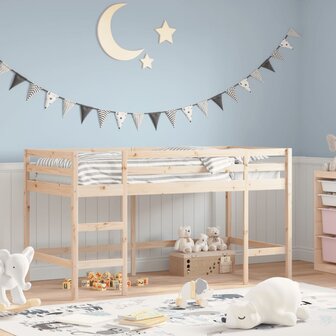 Kinderhoogslaper met ladder 90x200 cm massief grenenhout 1