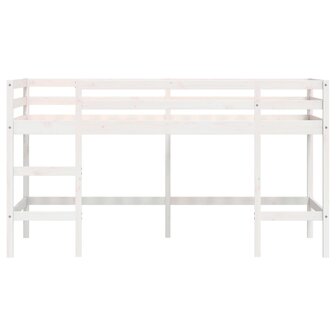 Kinderhoogslaper met ladder 90x200 cm massief grenenhout wit 5