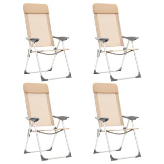 Campingstoelen 4 st inklapbaar aluminium cr&egrave;mewit 1