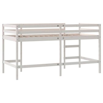 Kinderhoogslaper met ladder 90x190 cm massief grenenhout wit 7