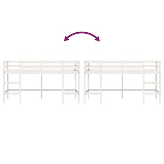 Kinderhoogslaper met ladder 90x190 cm massief grenenhout wit 8
