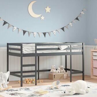 Kinderhoogslaper met ladder 90x190 cm massief grenenhout zwart 1