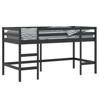 Kinderhoogslaper met ladder 90x190 cm massief grenenhout zwart 4
