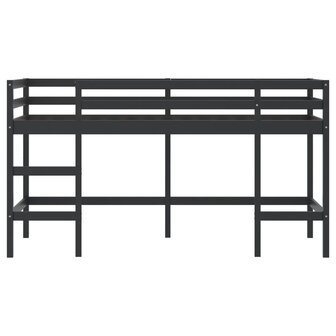 Kinderhoogslaper met ladder 90x190 cm massief grenenhout zwart 5