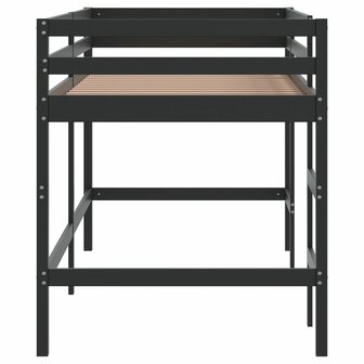 Kinderhoogslaper met ladder 90x190 cm massief grenenhout zwart 6