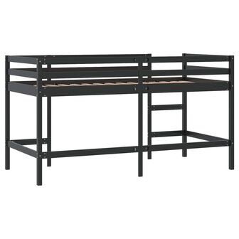 Kinderhoogslaper met ladder 90x190 cm massief grenenhout zwart 7