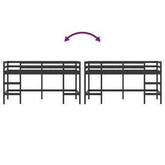 Kinderhoogslaper met ladder 90x190 cm massief grenenhout zwart 8