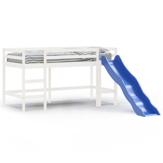 Kinderhoogslaper met glijbaan massief grenenhout wit 80x200 cm 2