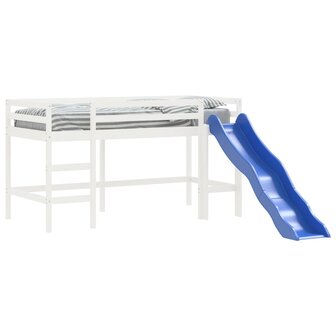 Kinderhoogslaper met glijbaan massief grenenhout wit 80x200 cm 3