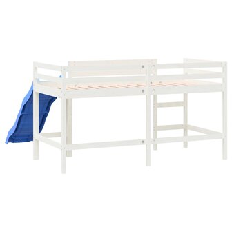 Kinderhoogslaper met glijbaan massief grenenhout wit 80x200 cm 7