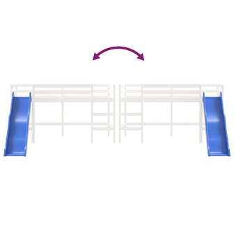 Kinderhoogslaper met glijbaan massief grenenhout wit 80x200 cm 8