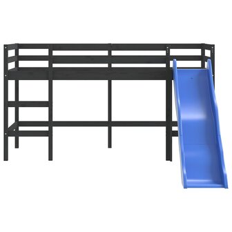 Kinderhoogslaper met glijbaan grenenhout zwart 80x200 cm 5