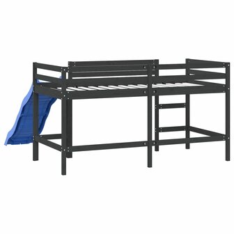 Kinderhoogslaper met glijbaan grenenhout zwart 80x200 cm 7