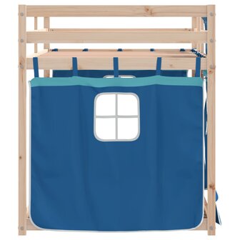 Stapelbed met gordijnen 90x190 cm massief grenenhout blauw 5