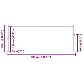 Tuinscherm uittrekbaar 180x500 cm rood 7