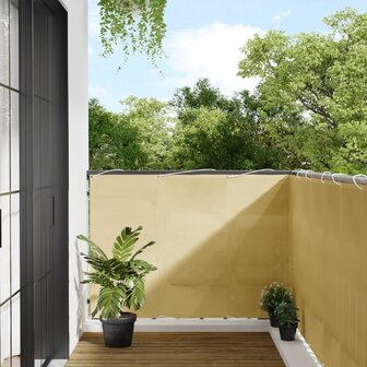 Balkonscherm 120x400 cm 100% oxford polyester zandkleurig 1