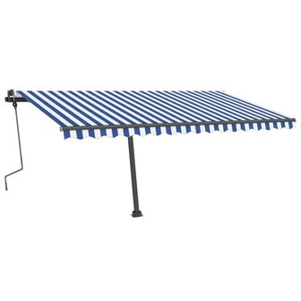 Luifel vrijstaand handmatig uittrekbaar 450x350 cm blauw en wit 2