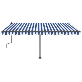 Luifel vrijstaand handmatig uittrekbaar 450x350 cm blauw en wit 3