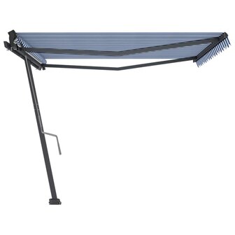 Luifel vrijstaand handmatig uittrekbaar 450x350 cm blauw en wit 4