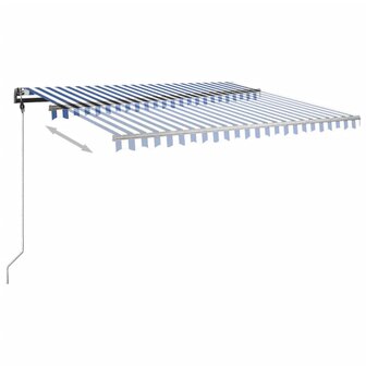 Luifel vrijstaand handmatig uittrekbaar 450x350 cm blauw en wit 5