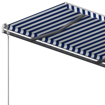 Luifel vrijstaand handmatig uittrekbaar 450x350 cm blauw en wit 6
