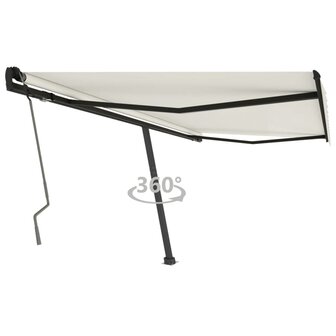 Luifel vrijstaand handmatig uittrekbaar 450x350 cm cr&egrave;mekleurig 1