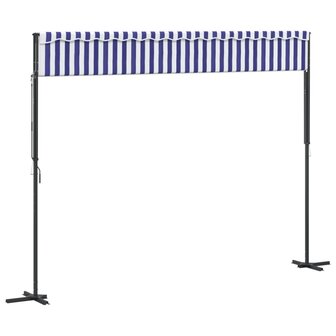 Luifel vrijstaand 400x300 cm stof en staal blauw en wit 6