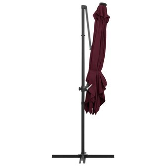Zweefparasol met LED-verlichting 250x250 cm bordeauxrood 5
