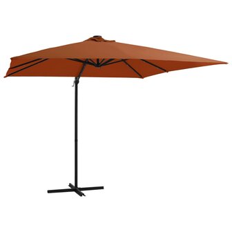 Zweefparasol met LED-verlichting 250x250 cm terracottakleurig 1