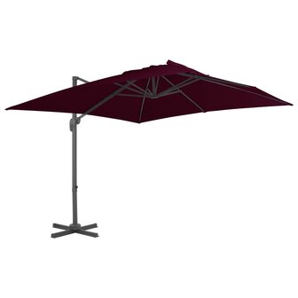 Zweefparasol met aluminium paal 300x300 cm bordeauxrood 1