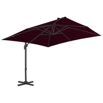 Zweefparasol met aluminium paal 300x300 cm bordeauxrood 2